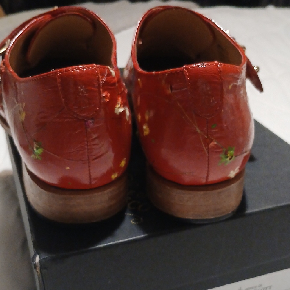 Angela Scott Red Floral Women's Loafers - Picture 5 of 7